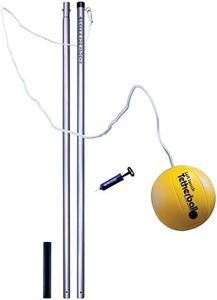Park & Sun Sports Permanent Outdoor Tetherball Set with Accessories (2-Piece Pole) Yellow & Silver, 10.25 feet