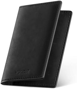 VULKIT Genuine Leather Business Card Holder 2 Sided Slim Business Name Card Organizer for Men or Women, up to Hold 20 cards(Genuine Black)