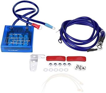 Universal 12V Digital Electric Voltage Stabilizer Kit, Saver Car Vehicle Voltage Regulator Rectifier with Earth Ground Cables and Mounting Hardware Kit for Car Truck(Black)