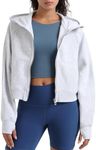 Colorfulkoala Women's Fleece Lined Oversized Hoodies Full-Zip Casual Workout Sweatshirts with Thumb Holes（XS-S, Heather Cement Grey