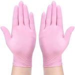 Powder Free Nitrile Hand Gloves Food Grade, Non Tearable, CE & FDA Approved (pack of 50), Made in Malaysia (Large) Pink