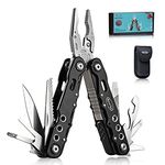 RoverTac Multitool Pliers Pocket Knife Camping Tool Hiking Gear 14 in 1 Multi Tool Knife Pliers Saw Bottle Opener Safety Lock Nylon Sheath Multitool for Camping Survival Hiking DIY Gifts for Men