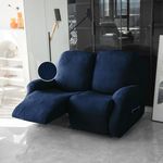 HOKIPO Premium 210gsm, Jacquard 2 Seater Recliner Sofa Cover, Navy Blue (AR-4973-NBL)