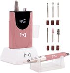 M Max - Professional Nail Drill Machine - 2-in-1 Brushless Motor Nail File - Electric, Cordless, Aluminium Alloy Casing, 35000 RPM, HD Display - Perfect for Salon & Home Use (Rose Gold)