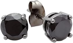 Dazzlingrock Collection 4mm Round Cubic Zirconia Pushback Stud Earrings for Her in Black Plated 925 Sterling Silver