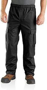 Carhartt Men's Relaxed Fit Midweight Rain Pant, Black, Large