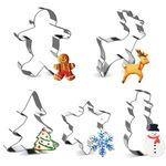 Christmas Cookie Cutter Set - Joyoldelf 5 Piece Stainless Steel Snowflake, Christmas Tree, Reindeer, Gingerbread Boy, Snowman for Kids