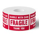 3? X 2? Fragile Handle with Care Warning Stickers, Fragile Tape for Packing and Shipping, Permanent Adhesive Labels 500 Per Roll (1 Pack)