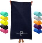 Personalized Beach Towels for Adults - 30"x60" Large Monogrammed Beach Towels - Soft Terry Velour Quick Dry Beach Towel - Swim Towels for Beach, Pool, Bath - Customized Luxury Bath Towels - Navy