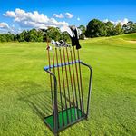 KOFULL Golf Putter Stand, Golf Club Holder, Putter Rack Display Rack Indoor Outdoor, Golf Club Racks for Garage Storage | Easy to Assemble - Holds 9 Clubs