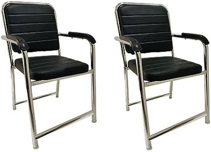 RATISON Office Chair Visitor Chair with arm Rest with Steel Frame and Cushioned seat Back, Chair Without Wheels Holds up to 140 kg Heavy Design (2)