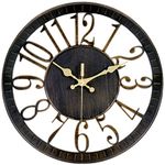 Vaupan Non-Ticking Silent Wall Clocks 12 Inch Battery Operated Quartz Vintage Decor Clock, 3D Numeral Round Wall Clock Easy to Read for Rustic Farmhouse Living Room Home Office School (Bronze)