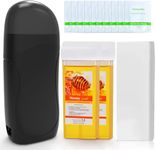 Roll on Wax, Waxing Kit for Women, Roll on Wax Warmer Kit, Roller Waxing Kit for Women & Men Sensitive Skin (Black)