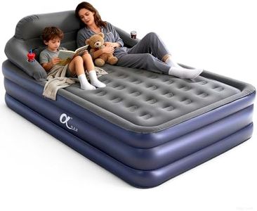 A-ER-FA Queen Size Air Mattress with Headboard , 3 Mins Quick Inflation/Deflation Inflatable Airbed , 20 Inches High Blow Up Bed with Comfortable Flocked Top for Home Guest Travel Camping(QUEEN)
