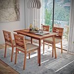 Wakefit Sheesham Wood Dining Table 4 Seater | 3 Years Warranty | Dining Table 4 Seater with Chairs, Dinner Table, Diwali Gifts, Simsim-Ginamon (Natural Sheesham Finish, Brown) 120x75x76 cm