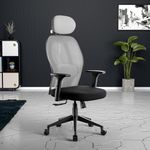 Green Soul Yoga Office Chair with 2:1 Smart Synchro Mechanism | 3D Adjustable Headrest | 1D Adjustable Armrest | Strong Nylon Base | High Back Ergonomic Chair for Home & Office (Grey)