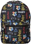 HARRY POTTER 16'' Laptop Backpack Bag Hogwarts Crest All Over Print Cargo, Black, 16 inches, Cargo Backpack