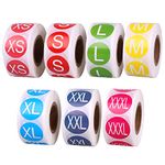 3500 Pieces Clothing Size Stickers 7/8" Colorful Apparel Size Stickers for Clothing, 7 Rolls, All 7 Sizes Labels(XS to XXXL)