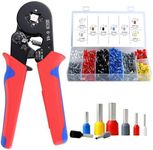 Ferrule Crimping Tool Kit, Hibisaws 0.25-10mm² Self-Adjustable Ratchet Bootlace Crimper Plier Set with 1250 Wire End Ferrule Connectors, Ideal for DIY Electrical Repair and Cable Crimping