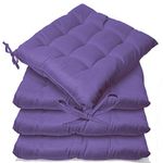 Casabella Pack of 4 Seat Pad for Dining Chair Garden Kitchen Chair Cushion With Tie On_9 Stitch_Purple Indoor/Outdoor Comfortable chair pads for Kitchen seat pads 9 stitch cushions