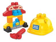 MEGA Bloks GNT91 Small Tool Box with 20 Pieces, Includes Protective Helmet and Hammer, Children's Toy from 2 Years