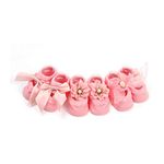 SYGA NewBorn Baby Girl's Regular Cotton Socks (Pack Of 3) (BabyBowSocks_Pink_Pink) for 0-12 Months