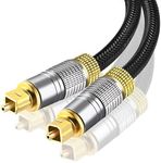 Toslink Digital Optical Audio Cable (TOSLINK, S/PDIF, ADAT, EIAJ) with Braided Fiber Optical Cable for Soundbar, Gold Plated Male to Male Connectors for Audio System, Sound Bar, Home Theatre,Tv (10M)