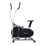 PowerMax Fitness EH-200 Orbitrek Exercise Cycle and Elliptical Cross Trainer with Hand Pulse, Comfortable Seat and Smart LCD Display (Black)