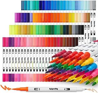 Eglyenlky Marcadores para colorear libros de relajación para adultos, bolígrafos de doble punta con 100 marcadores de punta fina de acuarela (0.4 mm) y bolígrafos de pincel (1 a 2 mm) para niños