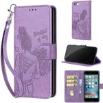 for iPhone 6 / 6S Case, Embossed Premium PU Leather Folio Flip Notebook Wallet Cover Compatible with iPhone 6 / 6S Phone Case [Magnet Closure][Kickstand][Card Slots], Purple Girl