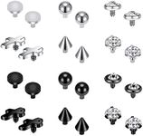 ZS 16G Dermal Piercing Jewelry Surgical Steel Diamond Tops for Men Women Surface Piercing Jewelry Tops Black Gold Microdermal Piercing Jewelry (C:24pcs tops)