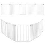 Patywaga Baby Gate Extra Wide with 5 Metal Pannels,Extra Long Dog Gate Pet Gate or Used to Stairs Doorways Fireplace Fence,3-in-1 Baby Gate Playpen,Child Safety Gate and Safety Barrier