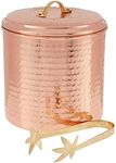 Old Dutch 876 Hammered Décor Copper Ice Bucket with Tongs, 3 Qt.