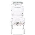 Rink Drink 1x Chrome Stand 6.5L Glass Drinks Dispenser with Tap & Chrome Stand - Large Kitchen Party Water Juice Punch Drink Fridge Container Jug Bottle Jar