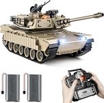 Supdex 1:18 RC Tank, 2.4Ghz M1A2 Abrams Remote Control Tank Model Toys, 15 Channel Battle Army Tank with Smoke, Light and Sound, Military RC Vehicle for Adult and Kid That Shoots BBS and Water Bombs