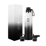 Camping & Hiking Hydration Canteens - 24oz 3 Lids (Narrow Straw/Spout Lid) Leak Proof Vacuum Insulated Stainless Steel - Hot & Cold Double Walled Sports Water Bottle