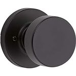 Kwikset Pismo Dummy Door Knob, Single Sided Handle for Closets, French Double Doors, and Pantry, Matte Black Non-Turning Interior Push/Pull Door Knob, with Microban Protection