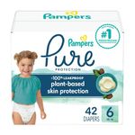 Pampers Diapers Size 6, 42 Count - Pampers Pure Protection Disposable Baby Diapers, Hypoallergenic and Unscented Protection, Super Pack (Packaging & Prints May Vary)