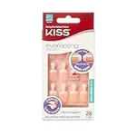 KISS Everlasting Press On Nails, Nail glue included, 'String Of Pearls', French, Real Short Size, Squoval Shape, Includes 28 Nails, 2g Glue, 1 Manicure Stick, 1 Mini file