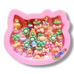 Kidorado - Plastic Rings for Kids to Play - Plastic Cartoon Pretend Play Toy Fancy 36 finger Ring Set for age 2-10 yrs Girls - Adjustable Ring Set for Girls Jewelry Rings (Cat Face Box)