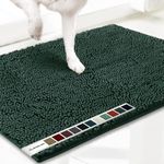 Muddy Mat® Shown ON TV Highly Absorbent Microfiber Door Mat and Pet Rug Non Slip Thick Washable Area and Bath Mat Soft Chenille for Kitchen Bedroom Indoor and Outdoor - Dark Green Medium 30"X19"