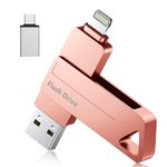 Apple MFi Certified 512GB Photo Stick for iPhone - 3 in 1 Flash Drive for iPhone, High Speed USB Memory Stick Thumb Drive, External Storage Compatible for iPhone/iPad/Android/PC (Pink)