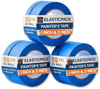 Elasticpack Blue Painters Tape Size Duo – 2 in Wide + 1 in Wide, 6-Roll Pack, 55 yd ea., Multi-Surface Clean Removal Masking Tape, UV-Resistant Crepe, for Accent Wall Painting, Trim & Furniture