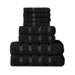 GC GAVENO CAVAILIA 8 Piece Towel Bale Set, Quick Dry Highly Absorbent Cotton Towel Sets Bathroom, Black Towels Sets 450 GSM, 4x Face Towel 2x Hand Towels 2x Bath Towels