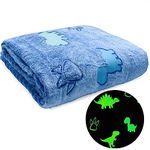 Ranedo Glow in the Dark Blanket 190cm x 150cm, Dinosaur Throw Blanket Kids Cozy Blanket Flannel Fleece Blanket, All Seasons Blanket Christmas Holiday Birthday Gifts for Teen Kids Girls Boys, Blue