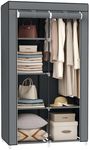 SONGMICS Portable Closet, Wardrobe Closet Organizer with Non-Woven Fabric Cover, Hanging Rods and Shelves, 34.6 x 17.7 x 66.1 Inches, Large Capacity for Bedroom, Living Room, Dove Gray URYG84GY