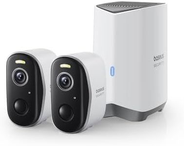 Baseus Wireless Cameras for Home Security, N1 2K HD 2-Cam Kit, No Subscription Fee, 210-Day Battery Life, 16TB Expandable Local Storage, 145° FOV, Color Night Vision, Spotlight & Alarm