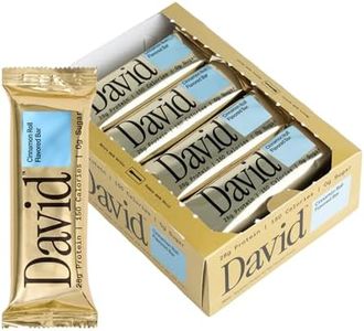 David Protein Bar, Cinnamon Roll, Pack of 12 Protein Bars | 28g of Protein | 150 Calories | 0g of Sugar - High Protein, Low Carb, Gluten Free Protein Bar