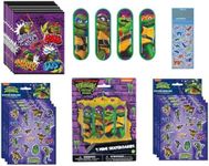 TMNT Teenage Mutant Ninja Turtles Birthday Party Supplies Bundle includes 8 Loot Bags, 8 Mini Skateboards, 8 Sticker Sheets, 8 Tattoos, 1 Dinosaur Sticker Sheet