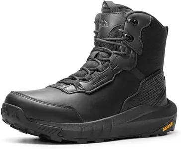 NORTIV 8 Men's Waterproof Tactical Work Boots Cushion Sole Lightweight Leather Combat Boots with Arch Support Non-Slip Military Motorcycle Hiking Boots HydroRange,Size 7,Black,NMUMMT2502